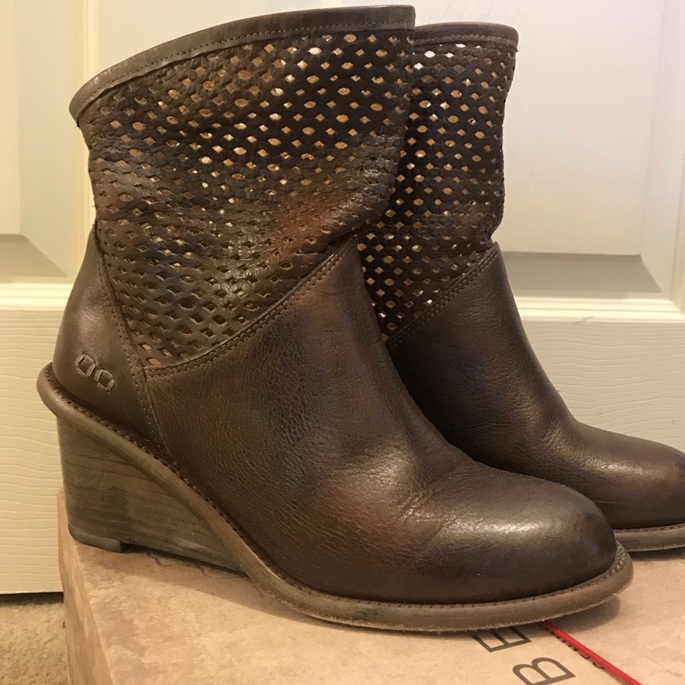 Bed Stu Brown Ankle Boots with Wedge Heel